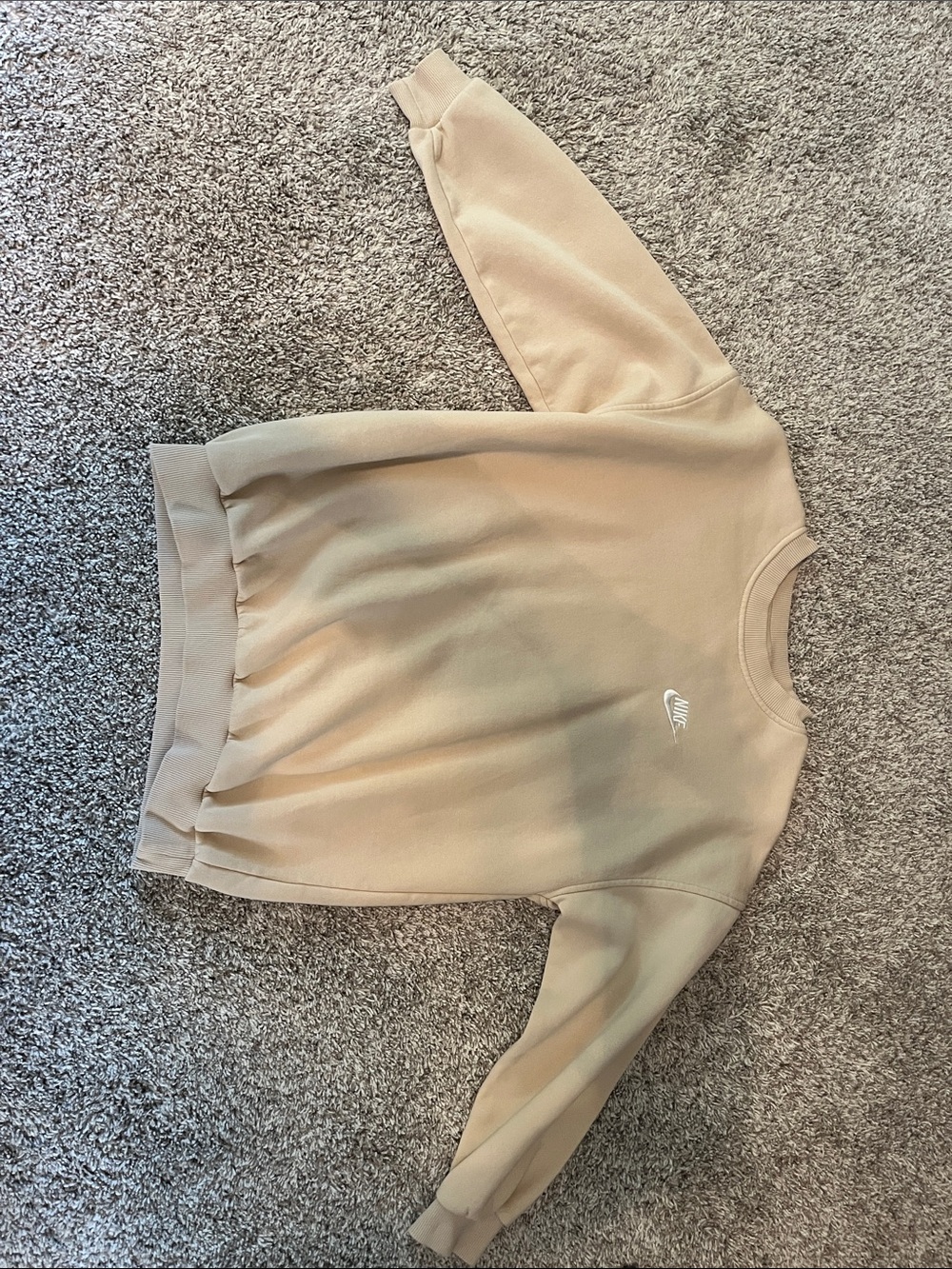 Nike Crewneck Sweatshirt in Light Beige with White Logo
